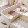 Kinder-Spleißbett Polsterbett Tagesbett Schlafsofa, Metallbettgestell, 3 Aufbewahrungstaschen, 2 Schubladen auf Rollen, Samt MDF Sperrholz, weiß, 90 x 200 cm Bild 2