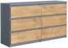 meble masztalerz Kommode Anthrazit/Lancelot mit 6 Schubladen 120 cm, Sideboard Wohnzimmer, Kommode Schlafzimmer H: 78,5cm, B: 120 cm, T: 39 cm, Kommode mit Schubladen, Schubladenschrank Bild 5