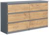 meble masztalerz Kommode Anthrazit/Lancelot mit 6 Schubladen 120 cm, Sideboard Wohnzimmer, Kommode Schlafzimmer H: 78,5cm, B: 120 cm, T: 39 cm, Kommode mit Schubladen, Schubladenschrank Bild 4