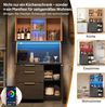 Merax 180 cm Küchenhochschrank, Betonoptik, schwarze Arbeitsplatte, einstellbare LED-Beleuchtung, Steckdose nach europäischer Norm Bild 5