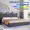 MODFU Polsterbett Mit Stauraum,LED-Beleuchtung und USB-Anschlüssen (Funktionsbett, 2-tlg, Stabiler Metallrahmen, inkl. Lattenrost, mit Matratze), 180x200 cm, Hollandvelours, Kopfteil-Ablage Bild 3