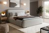 MEBLINI Polsterbett 160x200 mit Stauraum, Lattenrost und Bettkasten - Hellgrau Webstoff ohne Matratze - BELLION - Kopfteil Bett mit Stauraum - Doppelbett - Stauraumbett - Betten Bild 1