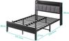 Flieks Doppelbett 140 x 190cm, Metallbett mit LED-Lichtern, USB-Ladestation & gepolsterter Kopfteil, Schwarz Bild 4