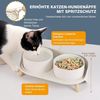 SURFOU Futternapf Hundenapf Katzennapf Fressnapf 300mlx2 Doppel Napf mit Ständer, Keramik Futter Wasser Napfset für Hunde und Katze bis Mittlere Bild 2