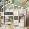 Kinderbett 90x200 cm Baumhaus mit Treppenschrank, Kreidetafel & Stauraum, Kiefer Massivholz, Weiß, sicher & funktional Bild 3