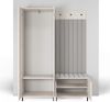 Garderoben-Set Ritmo Version 1 – gefräster Kleiderschrank mit hohen Füßen, gepolsterte Wandpaneele, Schuhschrank, für den Flur (cashmere, Trinity 19), 195 x 40 x 140 cm Bild 4