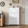 Schuhschrank 70x30x120 cm Weiß 3 Klapptüren verstellbare Trennwände gold Griffe Bild 4