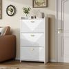 Schuhschrank 70x30x120 cm Weiß 3 Klapptüren verstellbare Trennwände gold Griffe Bild 5