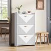 Schuhschrank 70x30x120 cm Weiß 3 Klapptüren verstellbare Trennwände gold Griffe Bild 2