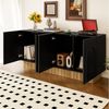 Merax Sideboard mit U-Relief-Design & dekorativer Holzstruktur (1 St, 160×75×38 cm), Kommode mit 4 Türen und großen Innenfächern, Anrichte, Buffetschrank Bild 2