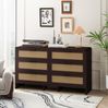 Bogenförmiger Ecken-Schrank mit 6 Rattan-Schubladen, rötlich-braun, 130x40x74 cm Bild 2