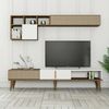 Dmora Wohnzimmermöbel Ostro, Modulares Wohnzimmerset, Mehrzweck-Wohnzimmermöbel, Moderner TV-Schrank, 180x35h40 cm, Walnuss und Weiß Bild 2
