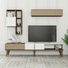 Dmora Wohnzimmermöbel Ostro, Modulares Wohnzimmerset, Mehrzweck-Wohnzimmermöbel, Moderner TV-Schrank, 180x35h40 cm, Walnuss und Weiß Bild 5