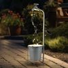 2er Set LED Solar Wasserhahn mit Eimer, silber, 30x LED, H 62 cm Bild 4