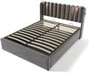 Polsterbett 160×200 cm aus Samt-Stoff mit USB-Anschluss und Matratze, grau Bild 4