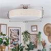 hofstein Deckenleuchte Deckenlampe aus Metall/Papiergeflecht/Kunststoff in Nickel/Natur/Weiß, ohne Leuchtmittel, runde Leuchte im Boho-Design (60 cm), E27, Esszimmer, Wohnzimmer Bild 4