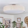 hofstein Deckenleuchte Deckenlampe aus Metall/Papiergeflecht/Kunststoff in Nickel/Natur/Weiß, ohne Leuchtmittel, runde Leuchte im Boho-Design (60 cm), E27, Esszimmer, Wohnzimmer Bild 2