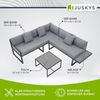 Juskys Gartenmöbel Lounge St. Tropez - 4 Personen Sitzecke - Set mit Tisch, Ecksofa & Kissen - Möbel für Balkon & Garten - Holz Balkonmöbel Grau Bild 5