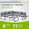 Juskys Gartenmöbel Lounge St. Tropez - 4 Personen Sitzecke - Set mit Tisch, Ecksofa & Kissen - Möbel für Balkon & Garten - Holz Balkonmöbel Grau Bild 2