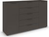Rauch Möbel Flipp, Kombikommode, Kommode mit Stauraum für Wohnzimmer, Schlafzimmer, Flur, 4 Fachböden, Graphit, 2-türig, 5 Schubkästen, Griffe graphit, 160 x 100 x 42 cm Bild 3
