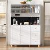 BlingBin Hochschrank Küchenbuffet Küchenschrank Buffetschrank mit Steckdosen & Lochbrett (1er Set, 1-St, Gesamtabmessungen: 120 × 40 × 184 cm, Gewichtskapazität: 60kg) Barschrank mit Weinglashaltern, Stauraum & Schubladen für Küche, Weiß Bild 3
