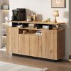 Flieks Mehrzweckschrank Sideboard mit 4 Türen und verstellbarer Ablagen (1-St, 140x40x85 cm) Küchenschrank Holzschrank mit Arbeitsplatte und offenen Fächern Natur Bild 2