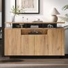 Flieks Mehrzweckschrank Sideboard mit 4 Türen und verstellbarer Ablagen (1-St, 140x40x85 cm) Küchenschrank Holzschrank mit Arbeitsplatte und offenen Fächern Natur Bild 5