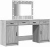 vidaXL Schminktisch mit Spiegelbeleuchtung 3 pcs Grau Holzwerkstoff 3334250 Bild 2