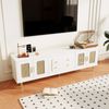 TV-Schrank 175 cm Weiß mit Rattan-Türen, Push-to-Open Schubladen, mit goldenen Griffen und Stützfüßen Bild 3