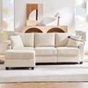 Ecksofa 213,5x139x87 cm mit Hocker, USB-Anschluss & Armlehnenablage – 3-Sitzer in Beige Bild 4