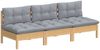 vidaXL 3-Sitzer-Gartensofa mit Grauen Kissen Massivholz Kiefer 3096075 Bild 3