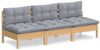 vidaXL 3-Sitzer-Gartensofa mit Grauen Kissen Massivholz Kiefer 3096075 Bild 2