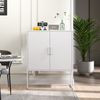 Metall-Sideboard 85 x 40 x 109 cm in Weiß – freistehender Stahlschrank mit 2 Regalböden und Magnettüren Bild 3
