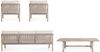 4er Garten-Set Aremilak - Aluminium Timber Natur, Olefin Naturbeige, Big Bild 5