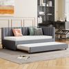 Polsterbett 90*200, Ausziehbares Schlafsofa, Multifunktionsbett mit Lattenrost, Jugendbetten Kinderbetten Gästebetten, Samtstoff Grau Bild 3