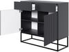 Selsey 'Veldio' Sideboard 2-türig mit Schubladen, schwarz mit Metallgestell, ca. 90 x 100 x 38 cm Bild 4