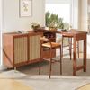 Erweiterbarer Drehbarer Sideboard Schrank Rattan Bartisch Wohnzimmer Küche Aufbewahrung Bild 4