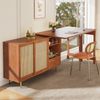 Erweiterbarer Drehbarer Sideboard Schrank Rattan Bartisch Wohnzimmer Küche Aufbewahrung Bild 3