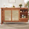 Erweiterbarer Drehbarer Sideboard Schrank Rattan Bartisch Wohnzimmer Küche Aufbewahrung Bild 5