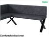 MEBLINI Eckbank für Esszimmer mit ausziehbarem Tisch - Küchenbank - Essecke - Sitzecke Küche - ERIC - X-Beine 128x168x87cm Links - Dunkelgrau Samt/M Weiß Hochgl. Bild 5