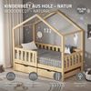 ML-DESIGN Spielbett Hausbett Kinderbett inkl. 2 Schubladen, Lattenrost und Rausfallschutz, Abenteuerbett 70x140cm mit Matratze Himmelbett Kiefer Jugendbett Natur Bild 2