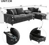 Merax Ecksofa Stoffsofa, L-förmige Ecke und 2 Armlehnen mit Stauraum. Ausklappbarer Couchtisch mit zwei Getränkehaltern, 1 USB und 1 Typ-C, Chenille, grau Bild 4