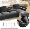 Merax Ecksofa Stoffsofa, L-förmige Ecke und 2 Armlehnen mit Stauraum. Ausklappbarer Couchtisch mit zwei Getränkehaltern, 1 USB und 1 Typ-C, Chenille, grau Bild 5