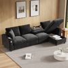 Merax Ecksofa Stoffsofa, L-förmige Ecke und 2 Armlehnen mit Stauraum. Ausklappbarer Couchtisch mit zwei Getränkehaltern, 1 USB und 1 Typ-C, Chenille, grau Bild 3