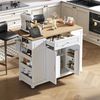 Kücheninsel mit Rollen,Ausziehbarer Essbereich Kücheninsel mit Multifunktionsschubladen und Abfallbehälterfach Mobile Kücheninsel Ideal für Küche und Esszimmer,Weiß, Bild 3