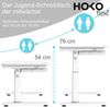 HOKO Kinderschreibtisch höhenverstellbar für Kinder ab 6 Jahren (Schreibtisch, 100x40 cm neigbare Tischplatte, Schublade, Haken, stabil bis 100 kg), 100x60 cm Arbeitsfläche, höhenverstellbar von 54 bis 76 cm, Weiß, JANA Bild 4