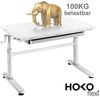 HOKO Kinderschreibtisch höhenverstellbar für Kinder ab 6 Jahren (Schreibtisch, 100x40 cm neigbare Tischplatte, Schublade, Haken, stabil bis 100 kg), 100x60 cm Arbeitsfläche, höhenverstellbar von 54 bis 76 cm, Weiß, JANA Bild 3