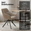 skølm 'Sköll' Esszimmerstühle, 2er Set, macchiato, gepolstert mit Samt-Bezug, höhenverstellbar & drehbar, Polsterstühle mit Armlehnen, bis 150 kg belastbar Bild 3