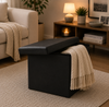 belviona Sitzhocker mit Stauraum, faltbare Aufbewahrungsbox mit gepolsterter Sitzfläche, belastbar bis 300 kg, 38 x 38 x 38 cm, schwarz Bild 2