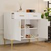 Merax Sideboard-Kommode mit 2 Türen und 2 Schubladen – Aufbewahrungsschrank mit Metallgriffen und Metallfüßen, weiß Bild 2